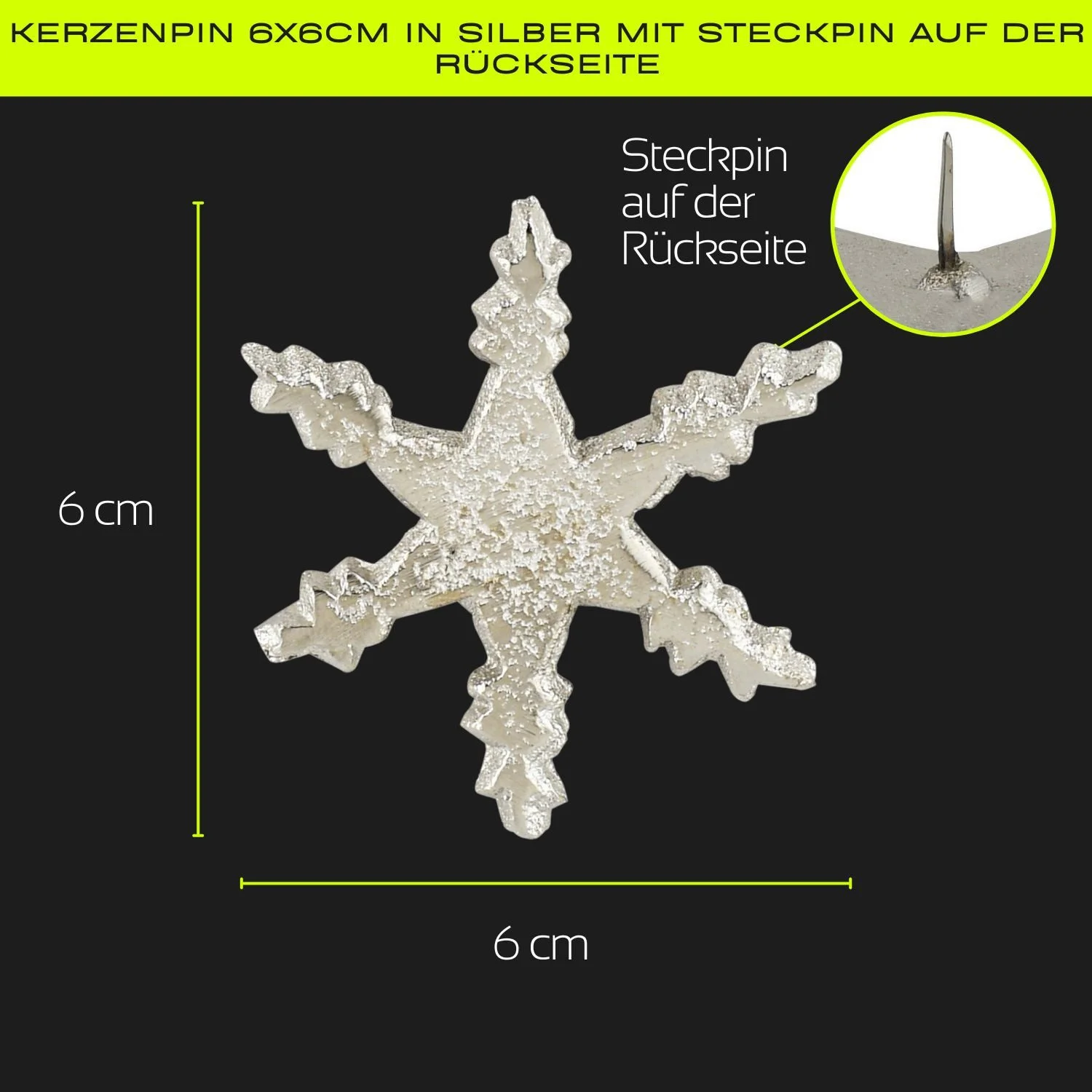 Kerzenpin „Caloge D“ – 6 cm, Silber, Handgefertigt